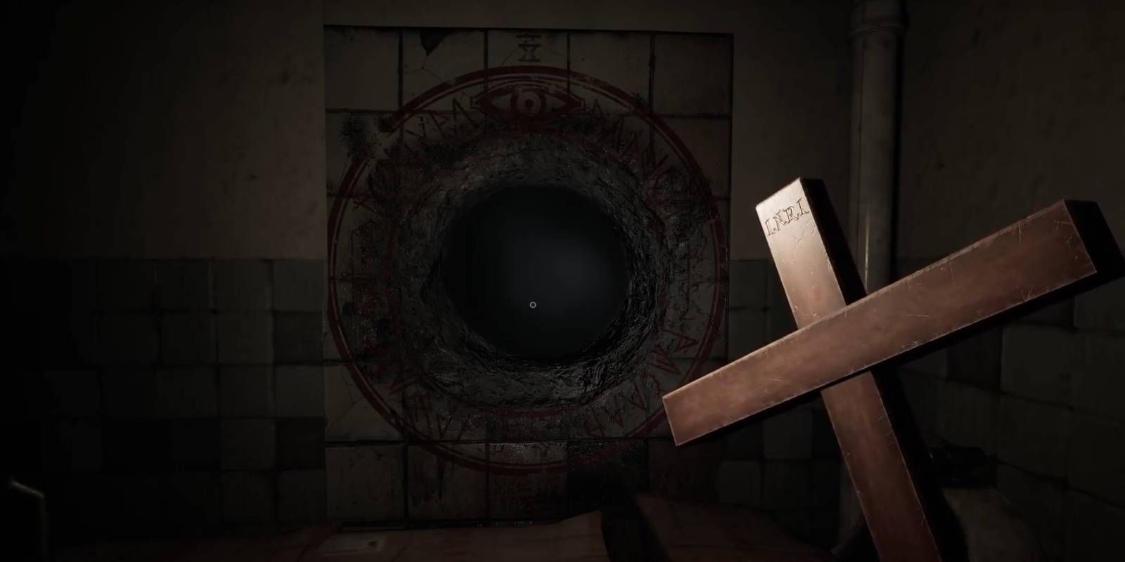 Demonologist Silent Hill 4 Easter Egg on Hospital Map with Player Holding a Cross