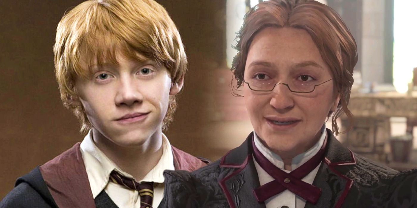 Close-up images of Ron Weasley on the left and Professor Weasley from Harry Potter on the right.