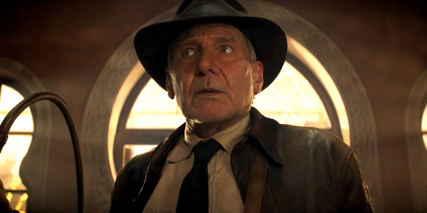 Harrison Ford as Indiana Jones holding his whip in Indiana Jones and the Dial of Destiny