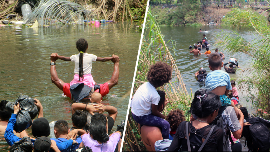 Entre mallas con púas y crisis nerviosas, migrantes varados en la frontera se lanzan al río Bravo