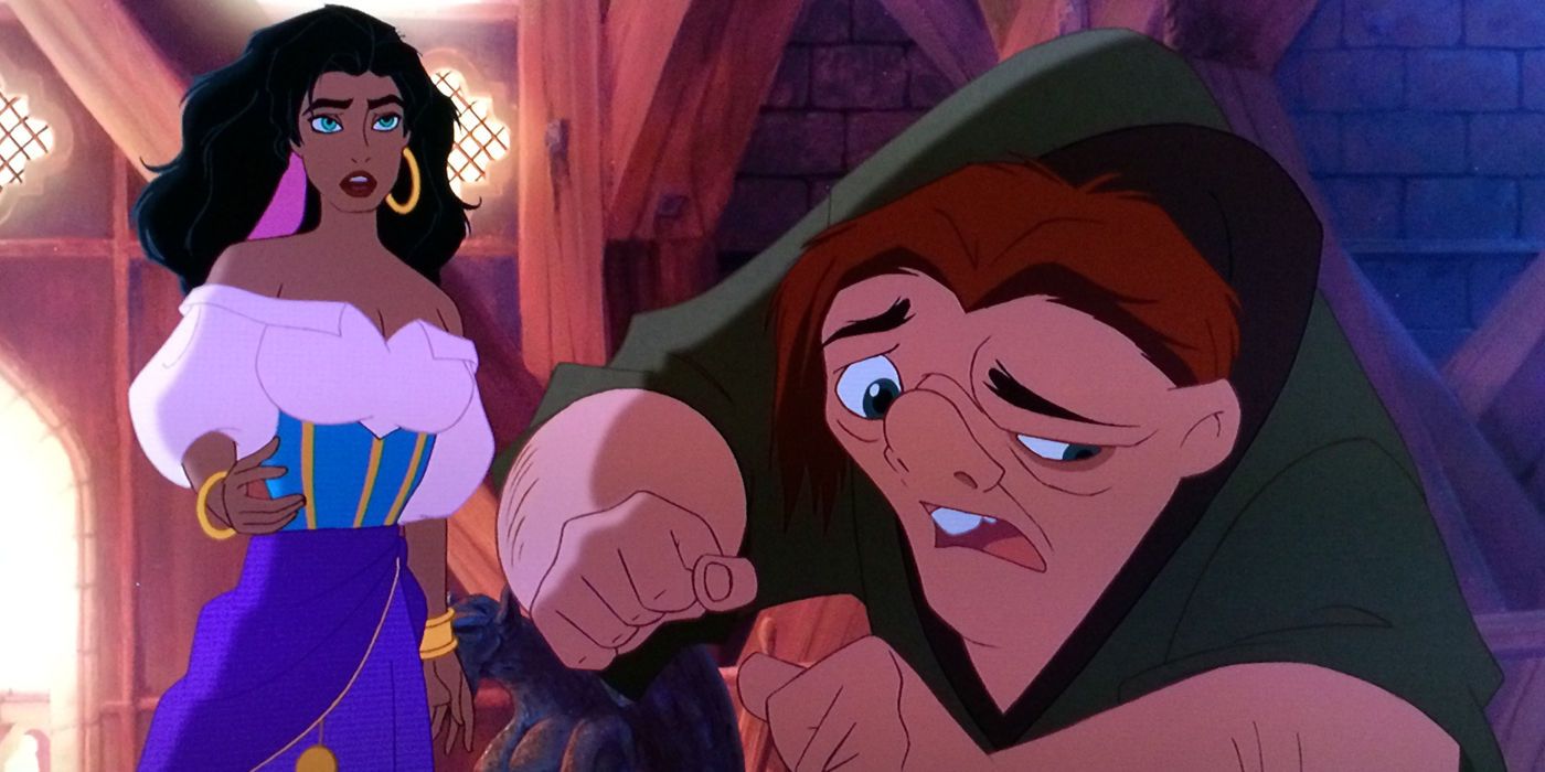 Quasimodo and Esmeralda talking in Disney's The Hunchback of Notre Dame