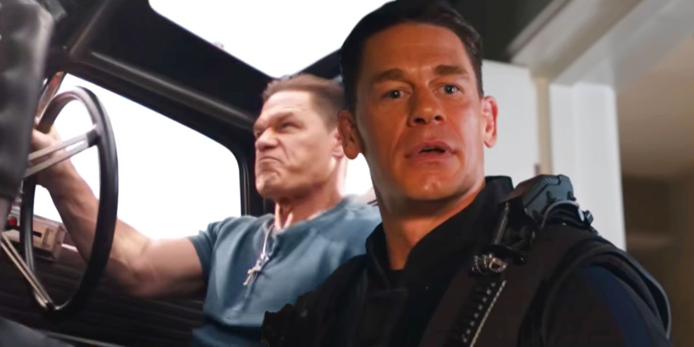 Custom image of John Cena driving and John Cena wearing tactical gear in Fast X.