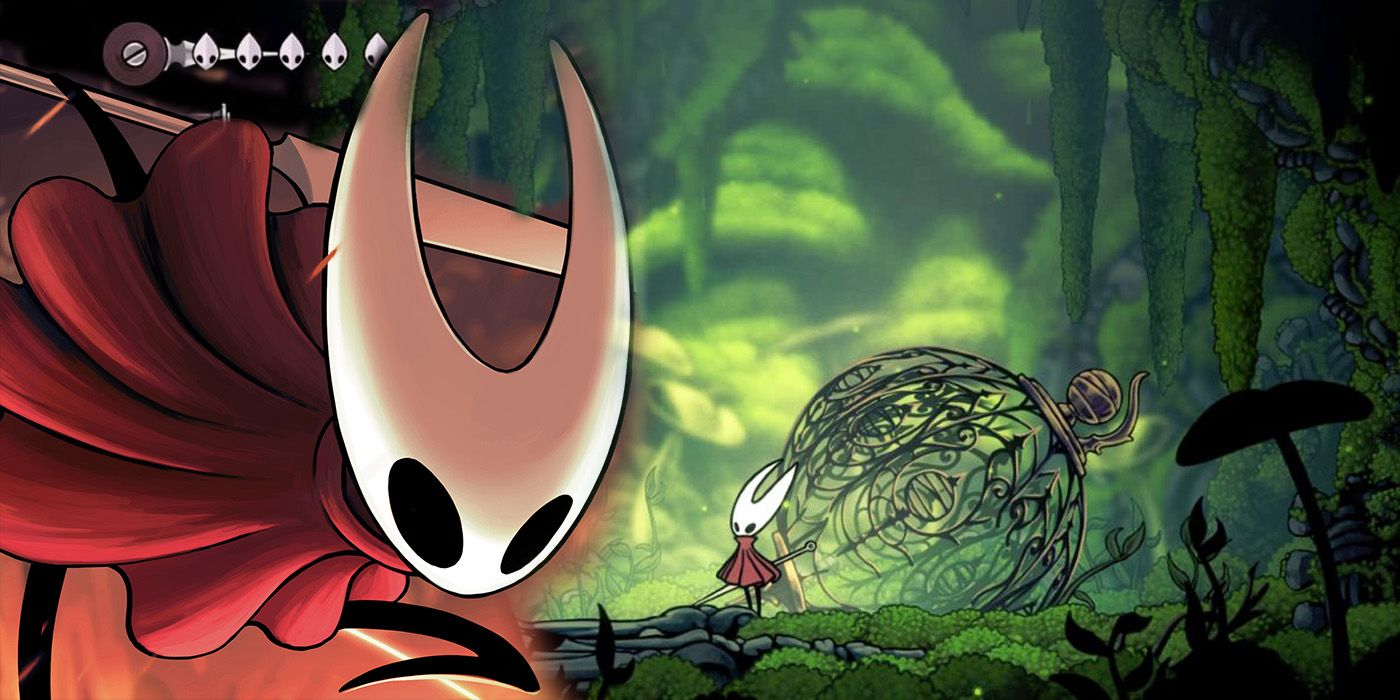 Hollow Knight Silksong's Hornet close-up png overlaid on green forest background of hollow knight silksong