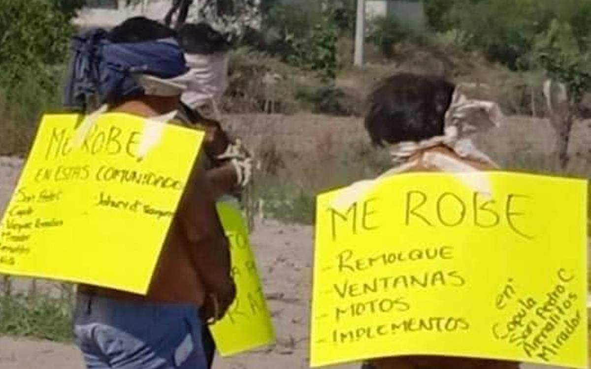 Hidalgo: Exhiben sin ropa y con cartulinas a presuntos ladrones