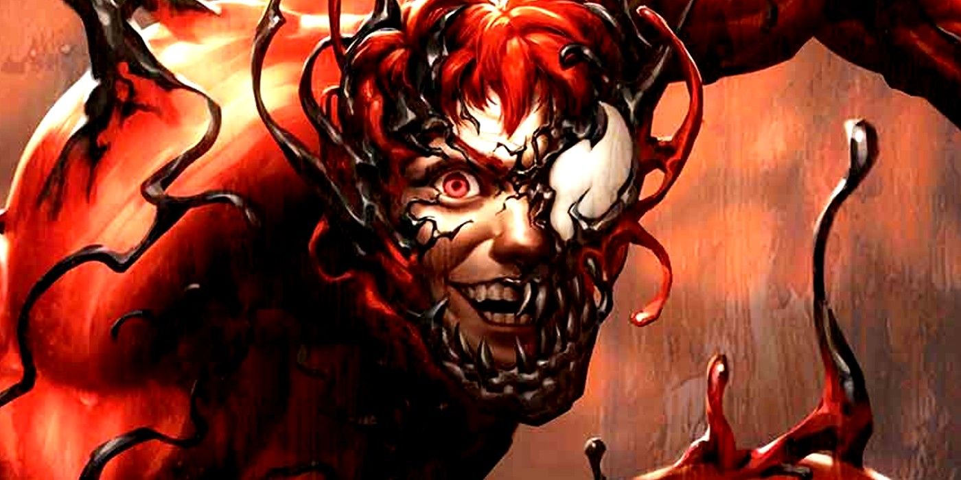 Cletus Kasady wearing the Carnage symbiote.