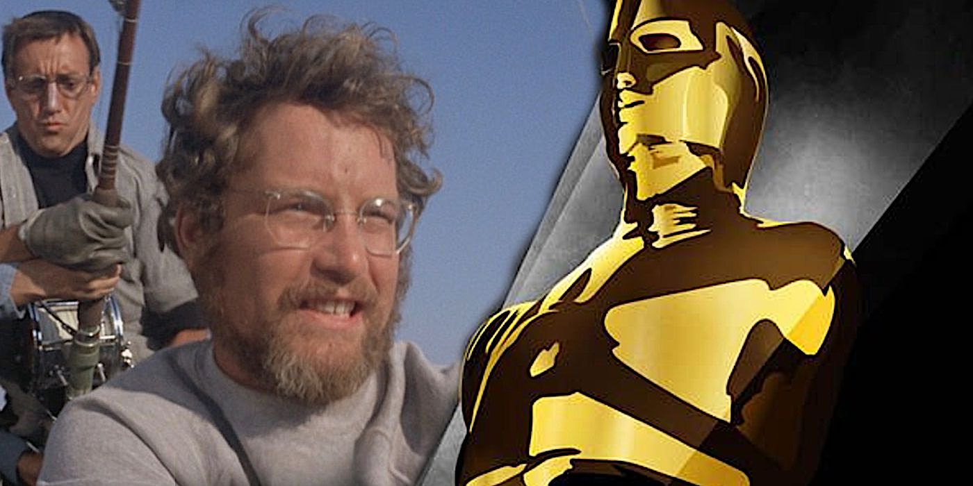 Custom image of Richard Dreyfuss as Hooper in Jaws looking at an Oscar