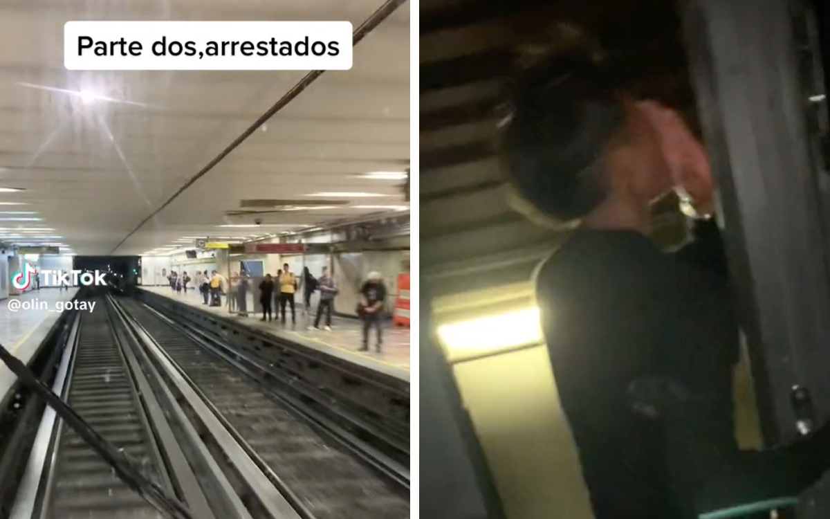 Jóvenes viajan en cabina del Metro, sobornan a policía y lo exhiben | Video