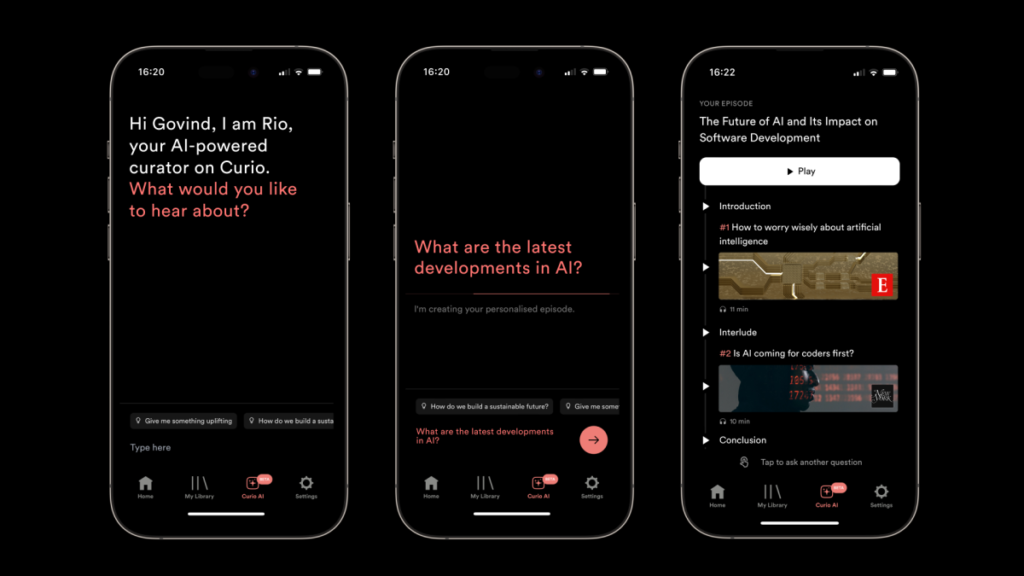 La aplicación de periodismo de audio Curio ahora puede crear episodios personalizados usando IA