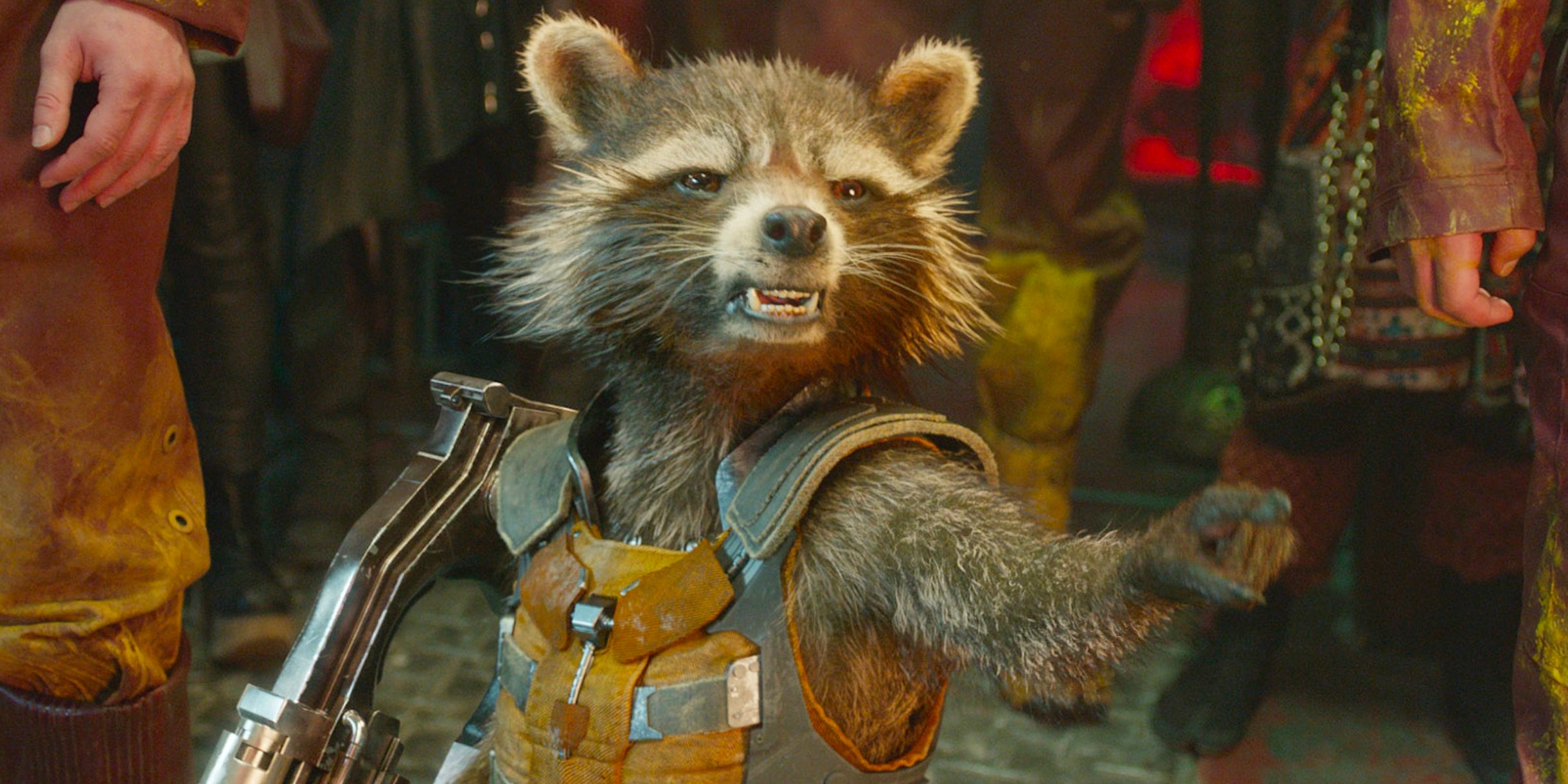 Rocket pointing in Guardians of the Galaxy
