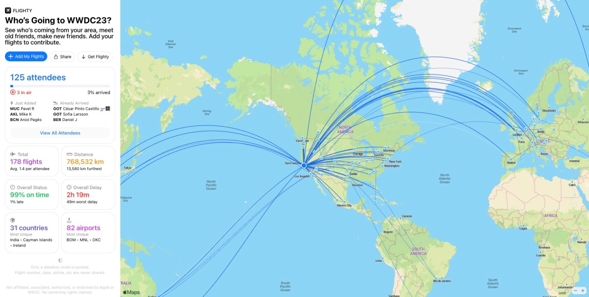 La herramienta de Flighty te ayudará a conectarte con otros asistentes a la WWDC