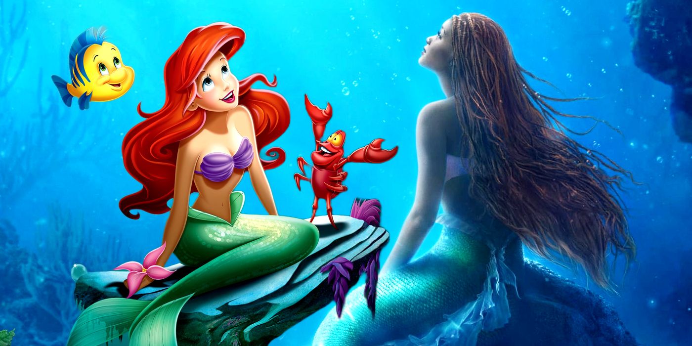 La original y la nueva versión de La Sirenita, Ariel, se abrazan alegremente en un dulce video