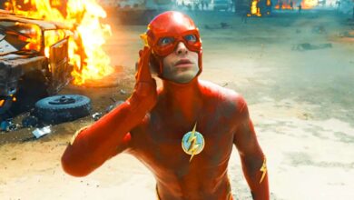 Ezra Miller as Barry Allen Looking Concerned in The Flash Movie