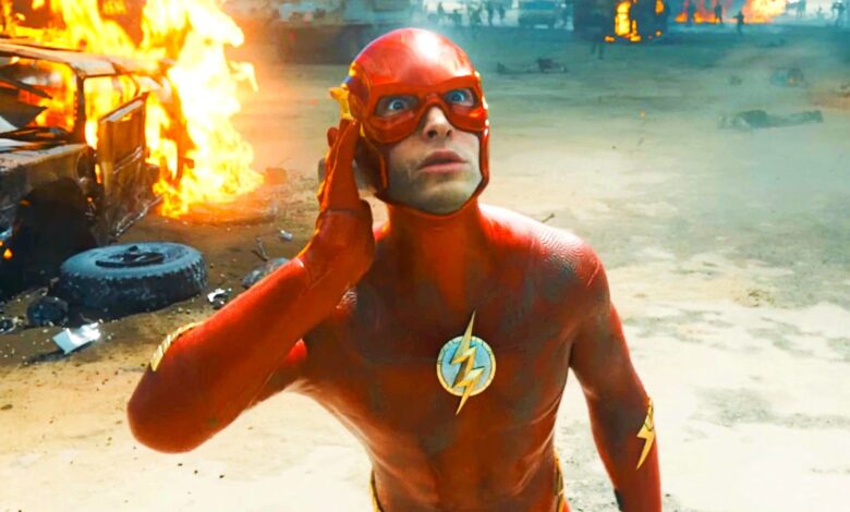 Ezra Miller as Barry Allen Looking Concerned in The Flash Movie