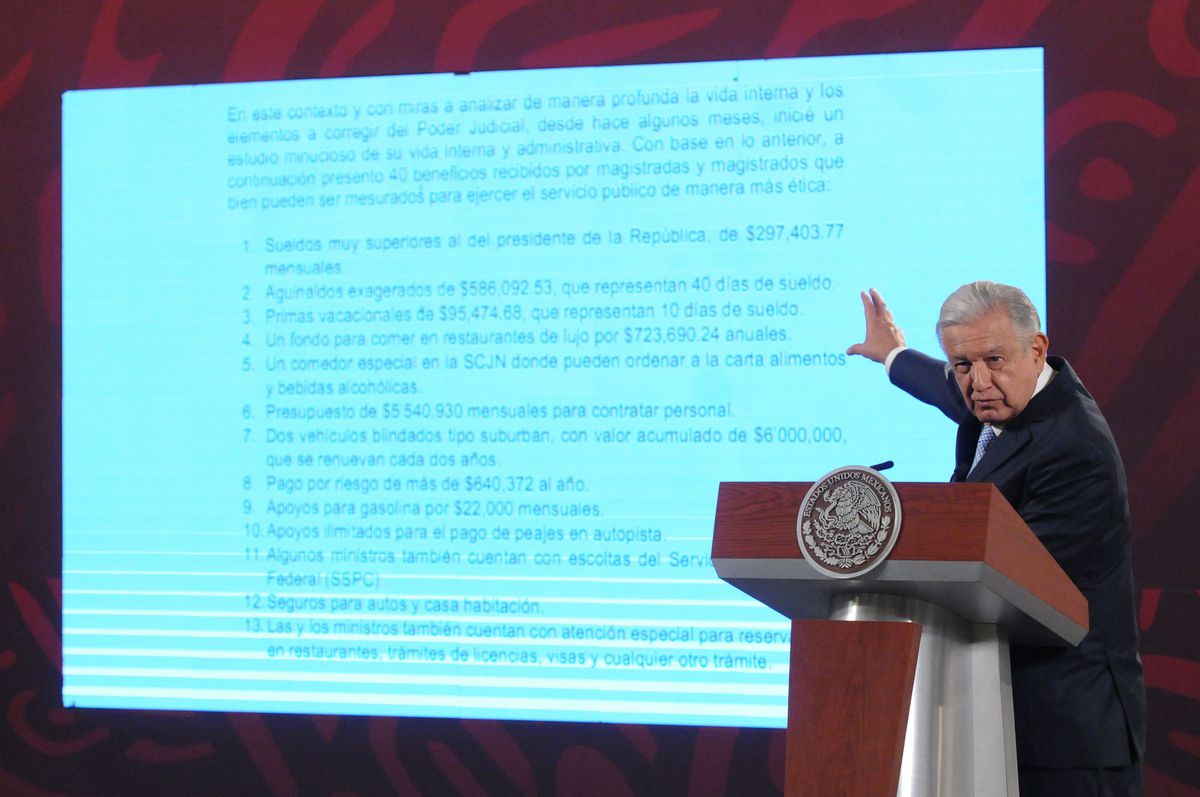 López Obrador critica los “privilegios” que tienen los ministros de la Suprema Corte