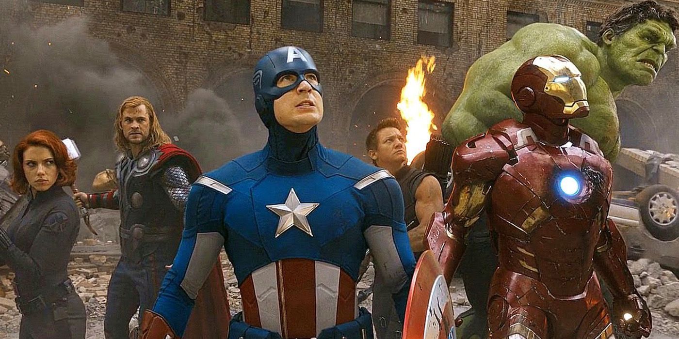 The iconic shot of the team in The Avengers.