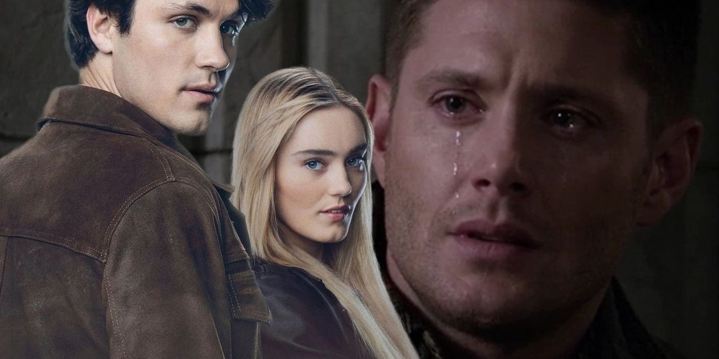 The Winchesters in Front of a Crying Dean Winchester