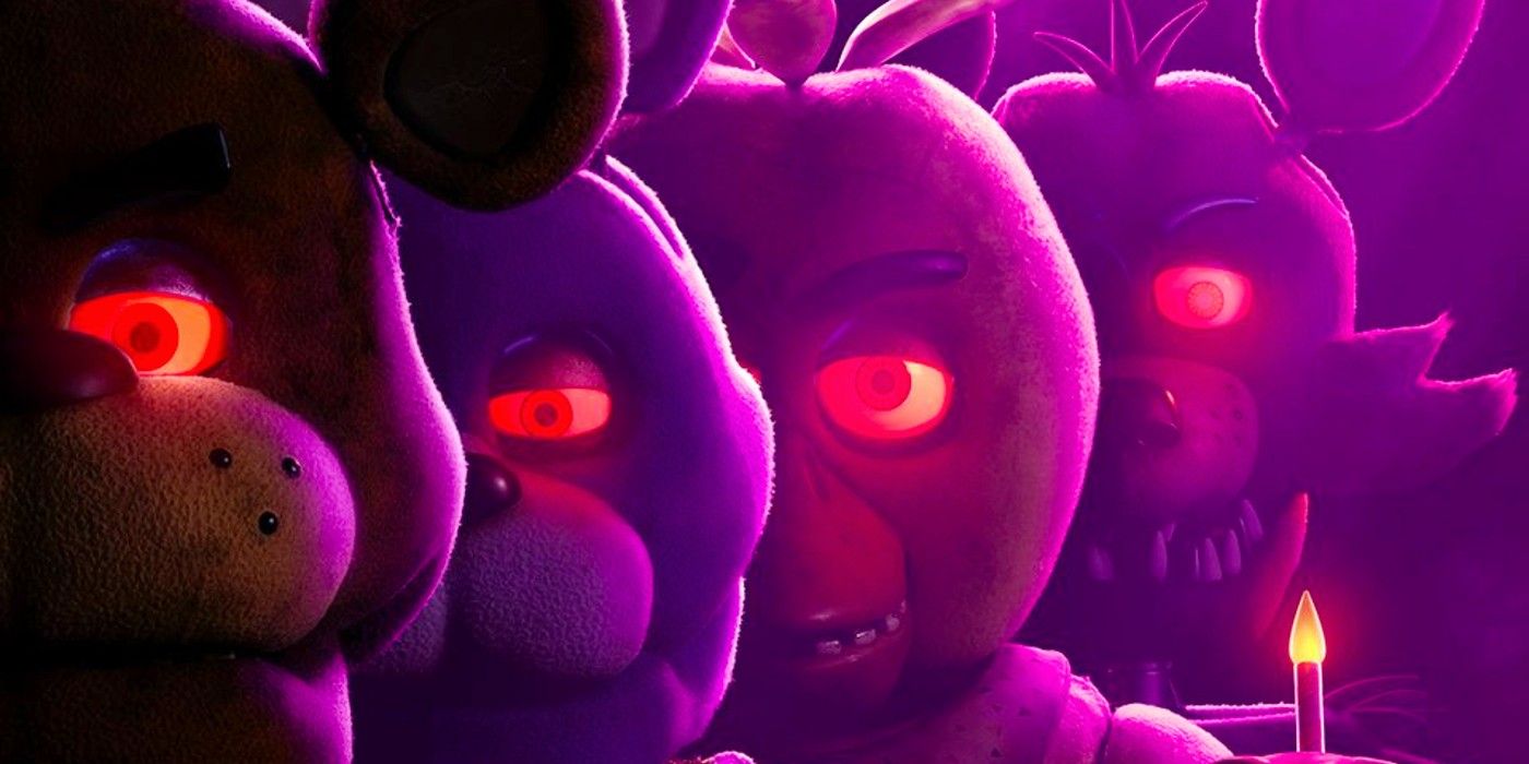 Freddy, Bonnie, Chica, and Foxy on a Five Nights At Freddy's movie poster