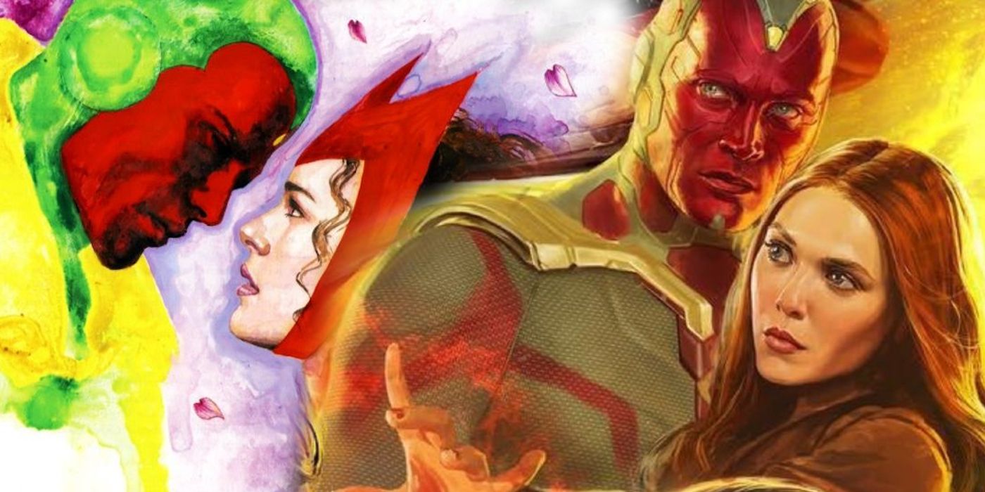 Vision and Scarlet in the MCU and the comics