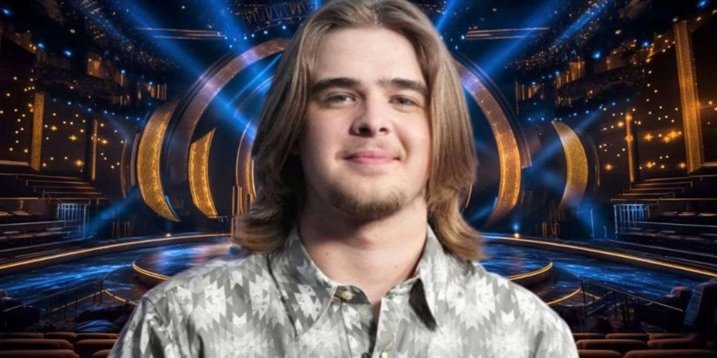 American Idol's Colin Stough smiling in front of stage
