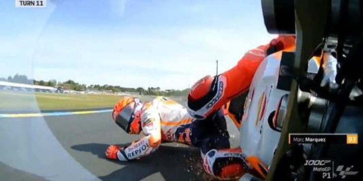Márquez regresa con caída, pero las Honda reaccionan con el nuevo chasis en Le Mans