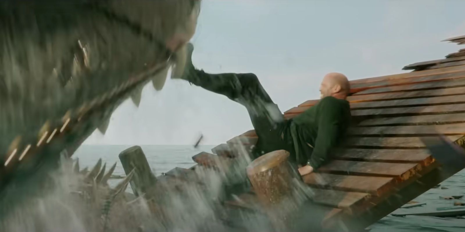 Jason Statham kicks a shark in Meg 2 The Trench