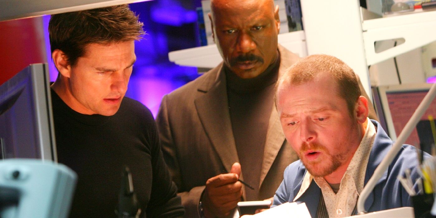 Tom Cruise, Ving Rhames, and Simon Pegg in Mission: Impossible 3.