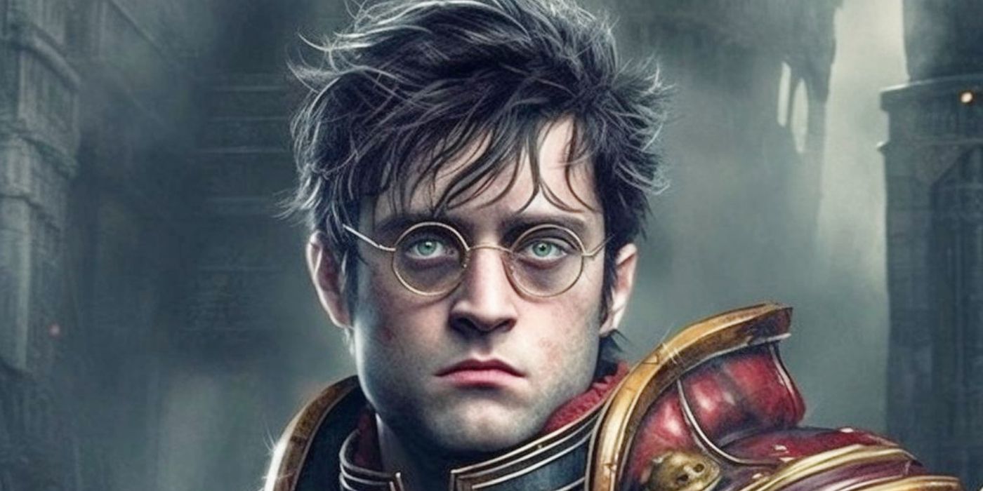 Personajes de Harry Potter Armadura inspirada en Don Warhammer 40K en un impresionante arte de IA