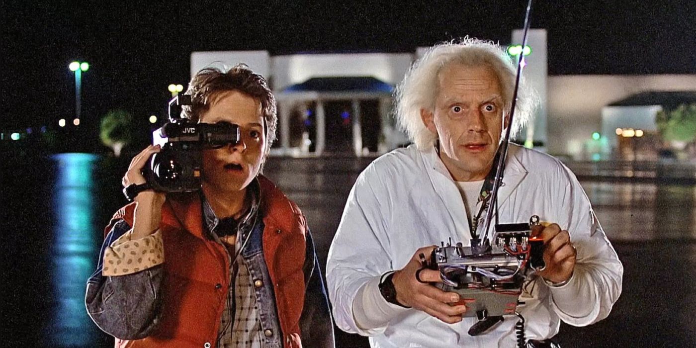 Michael J Fox and Christopher Lloyd in Back to the Future.
