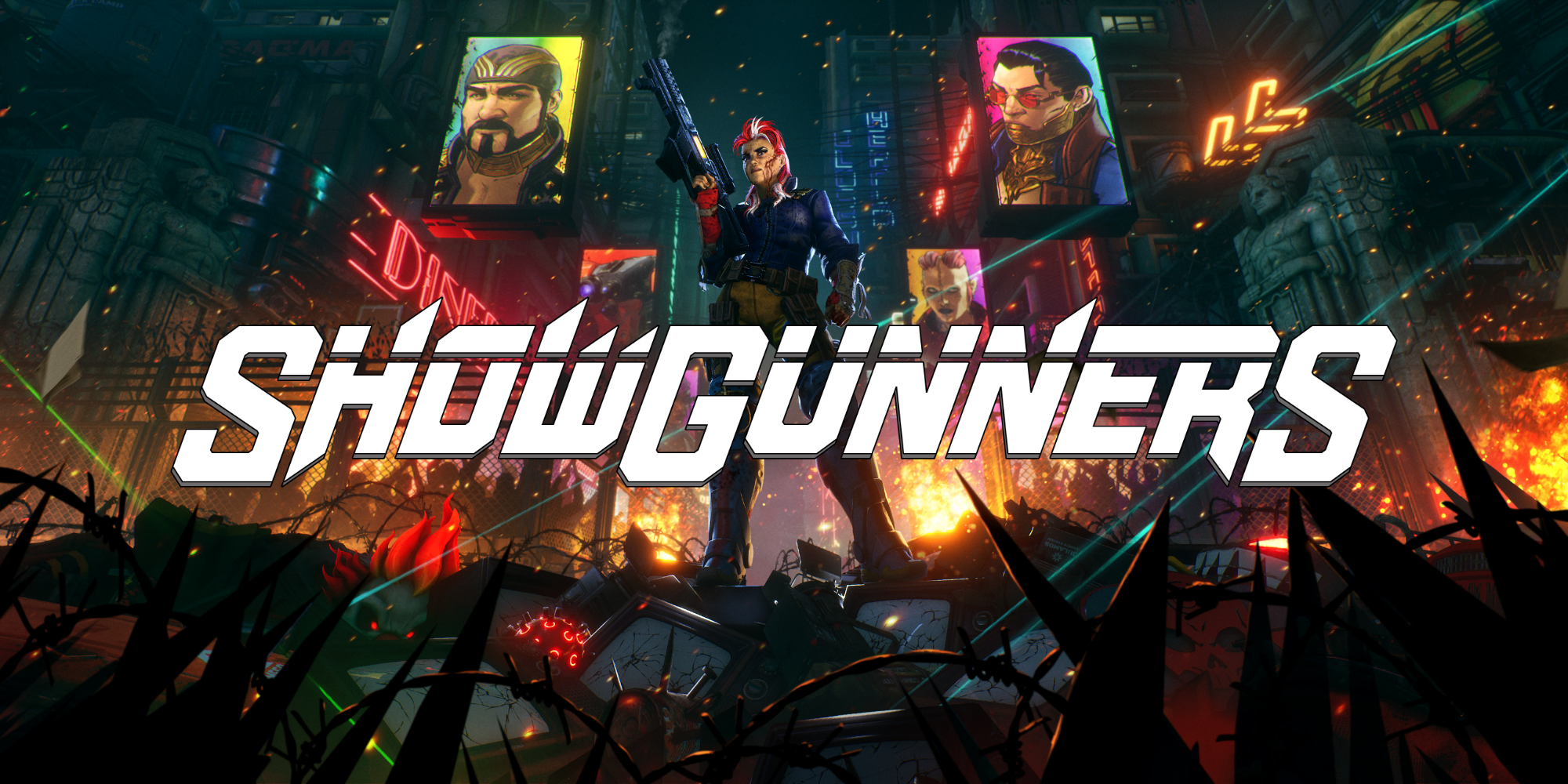 Showgunners Review scarlett key art and game title