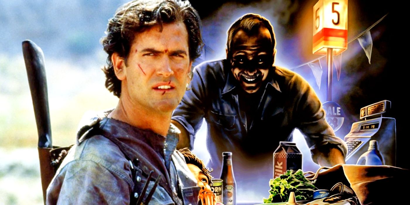 Bruce Campbell in Evil Dead juxtaposed with the Intruder poster.