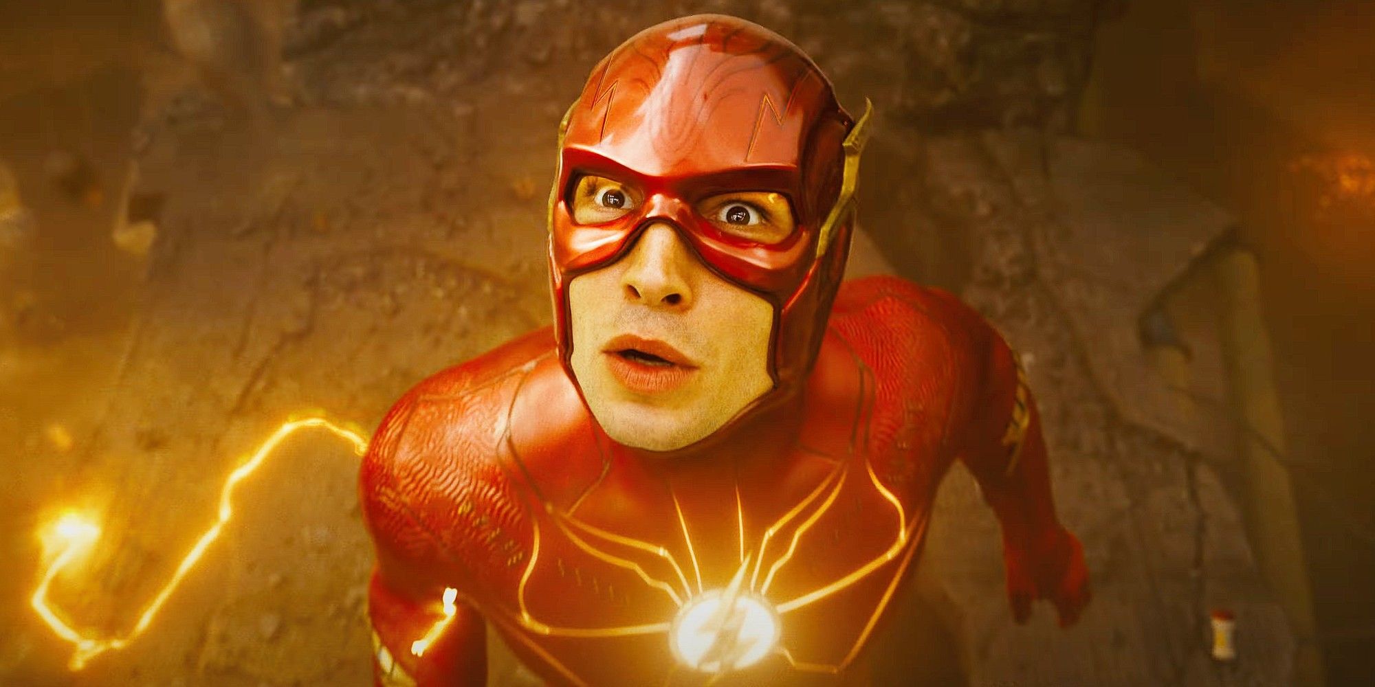 Ezra Miller as Barry Allen Looking Up in The Flash Movie