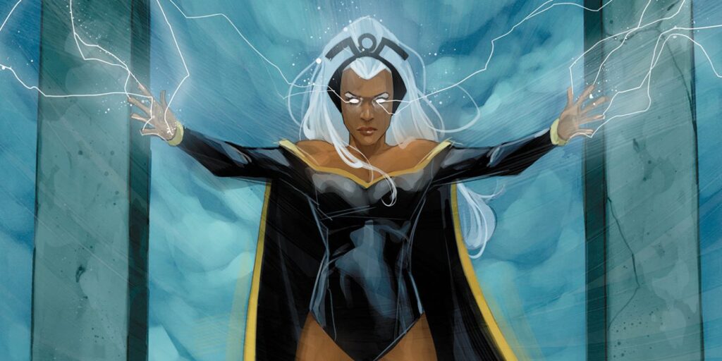 Marvel's Storm shooting lightning from her fingertips.