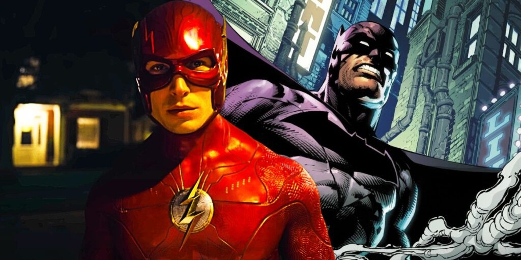 Ezra Miller's The Flash and an image of Batman from DC Comics