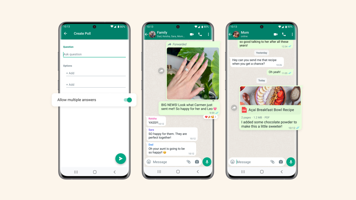 WhatsApp ahora le permite crear encuestas de un solo voto y reenviar medios con subtítulos