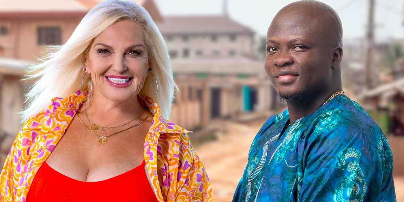 Angela Deem and Michael Ilesanmi on 90 Day Fiance in colorful outfits smiling