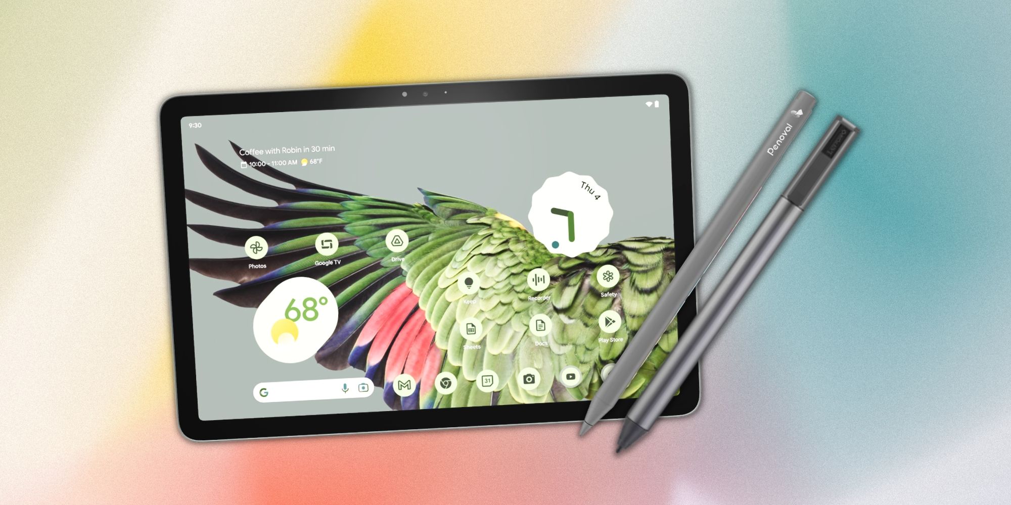 Pixel Tablet with two USI 2.0 compatible styluses
