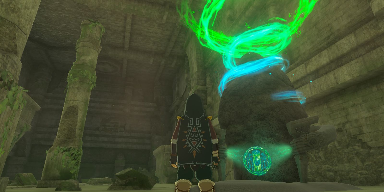 The Legend Of Zelda Tears Of The Kingdom Link Standing Outside Mayausiy Shrine In Forgotten Temple