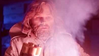 Kurt Russell holding dynamite in The Thing.
