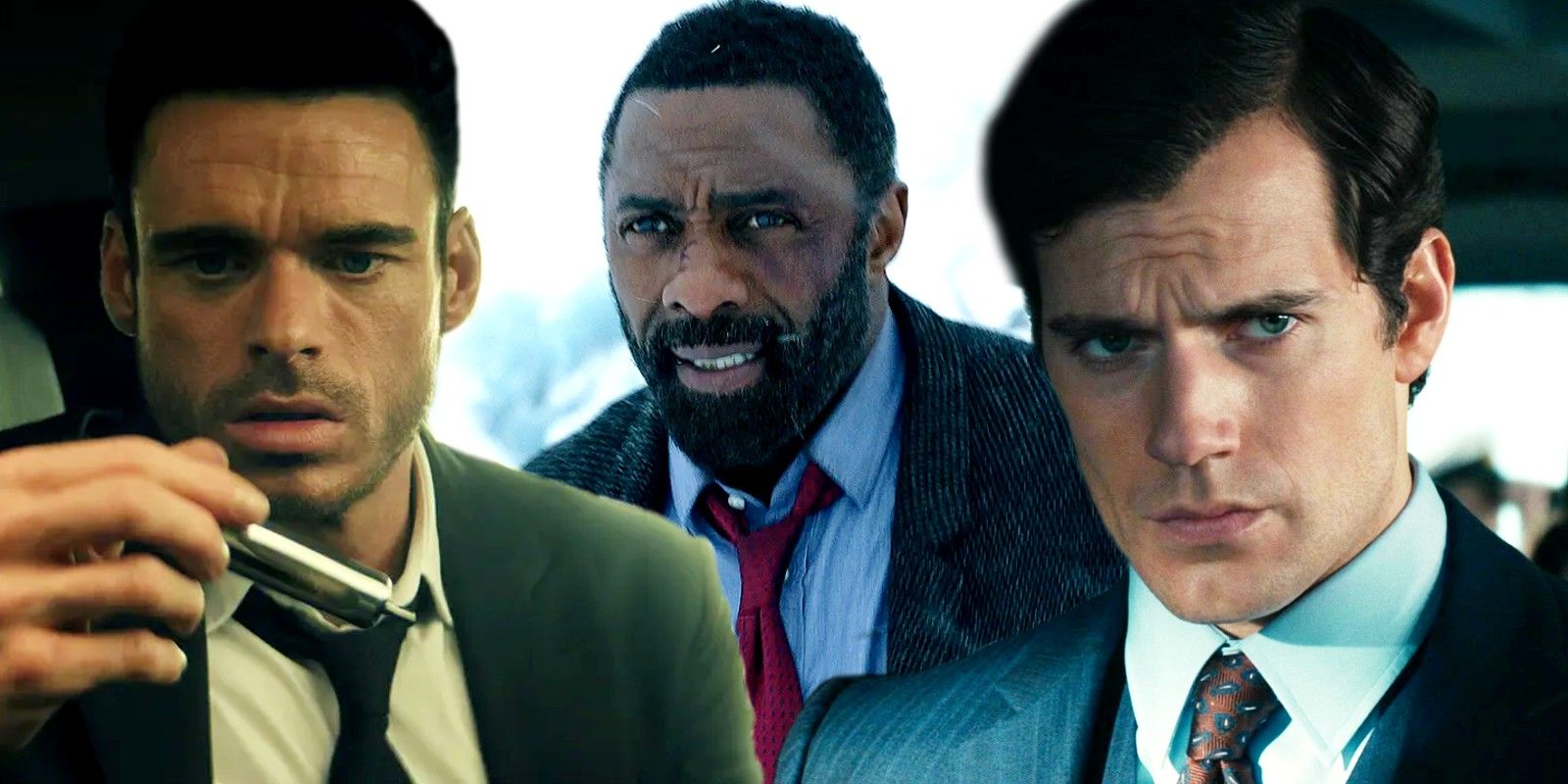 Blended image of Richard Madden in Citadel, Idris Elba in Luther and Henry Cavill in A Man From UNCLE