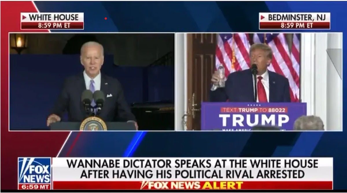 La Fox llama a Biden “aspirante a dictador” durante la retransmisión de un discurso de Trump