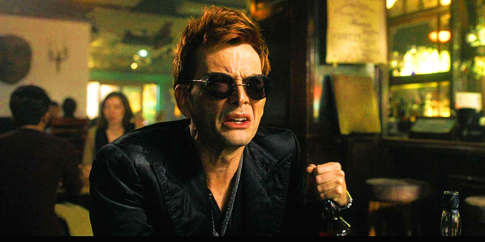 Crowley making a disgusted face in Good Omens