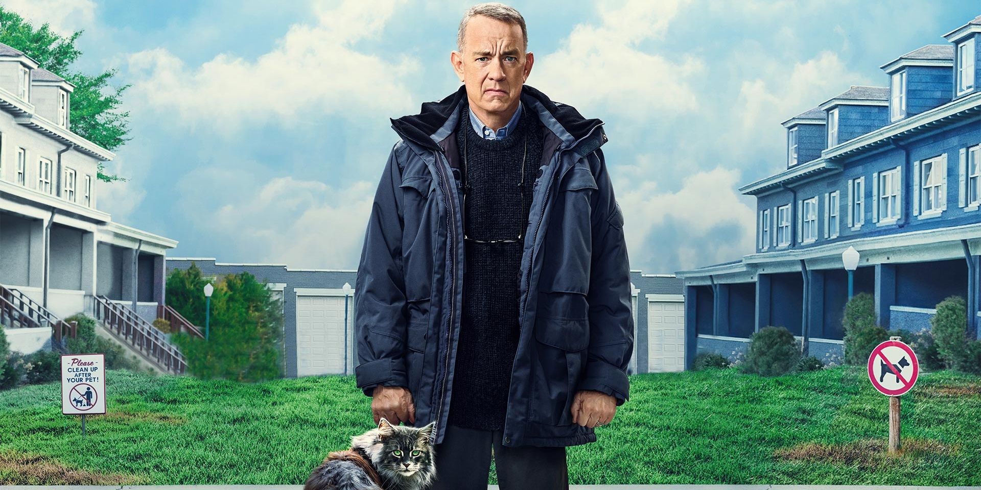 Tom Hanks with a cat on the poster for A Man Called Otto