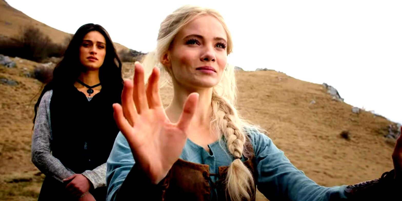 Ciri with her hands up while Yennefer watches in The Witcher season 3