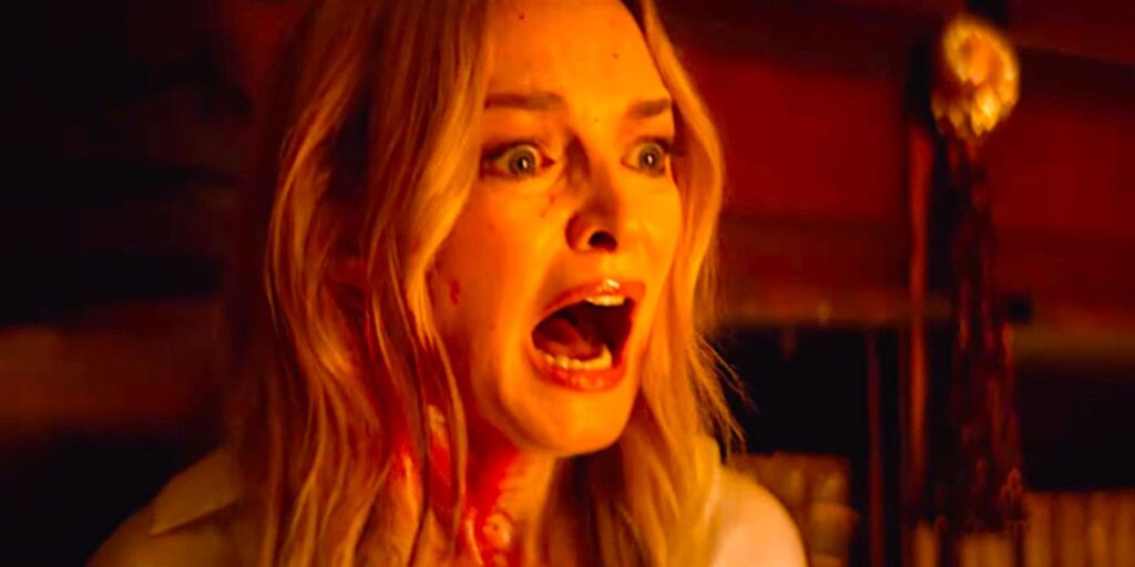 Heather Graham in Suitable Flesh screaming with horror