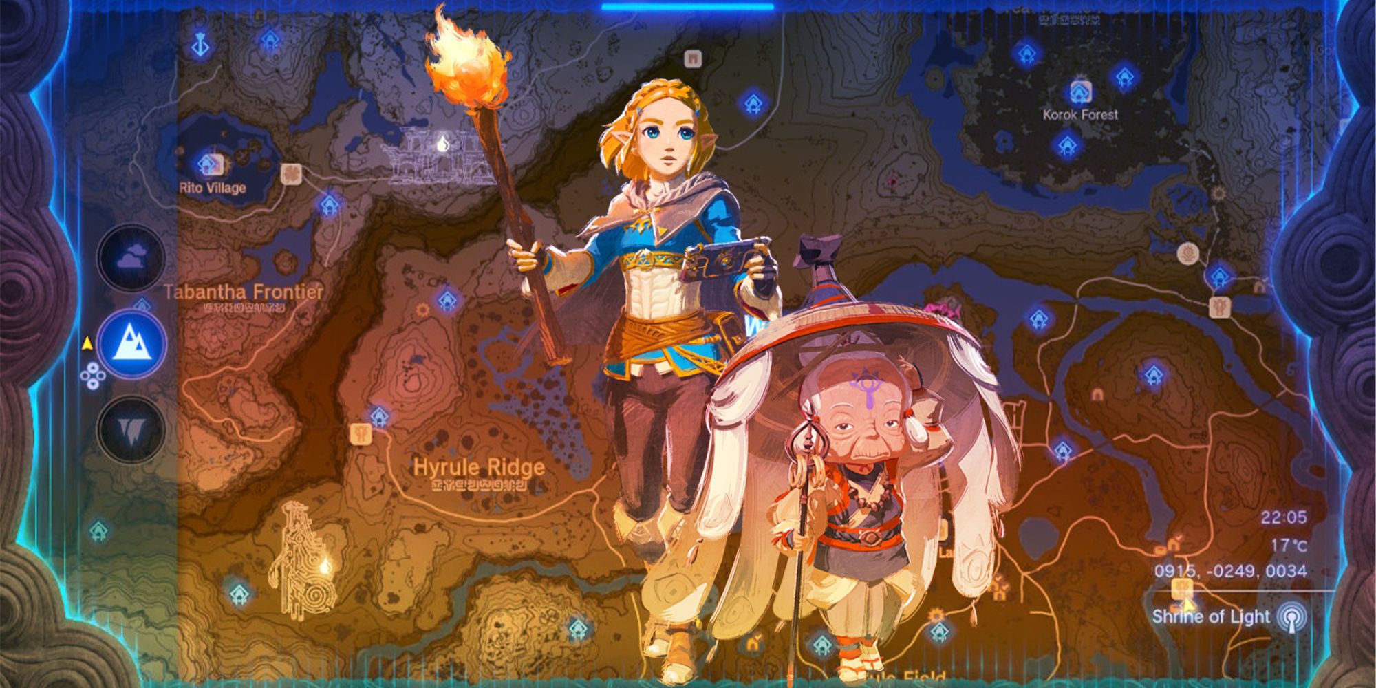 A Geoglyph in the background with Princess Zelda and Impa standing before it in Tears Of The Kingdom.