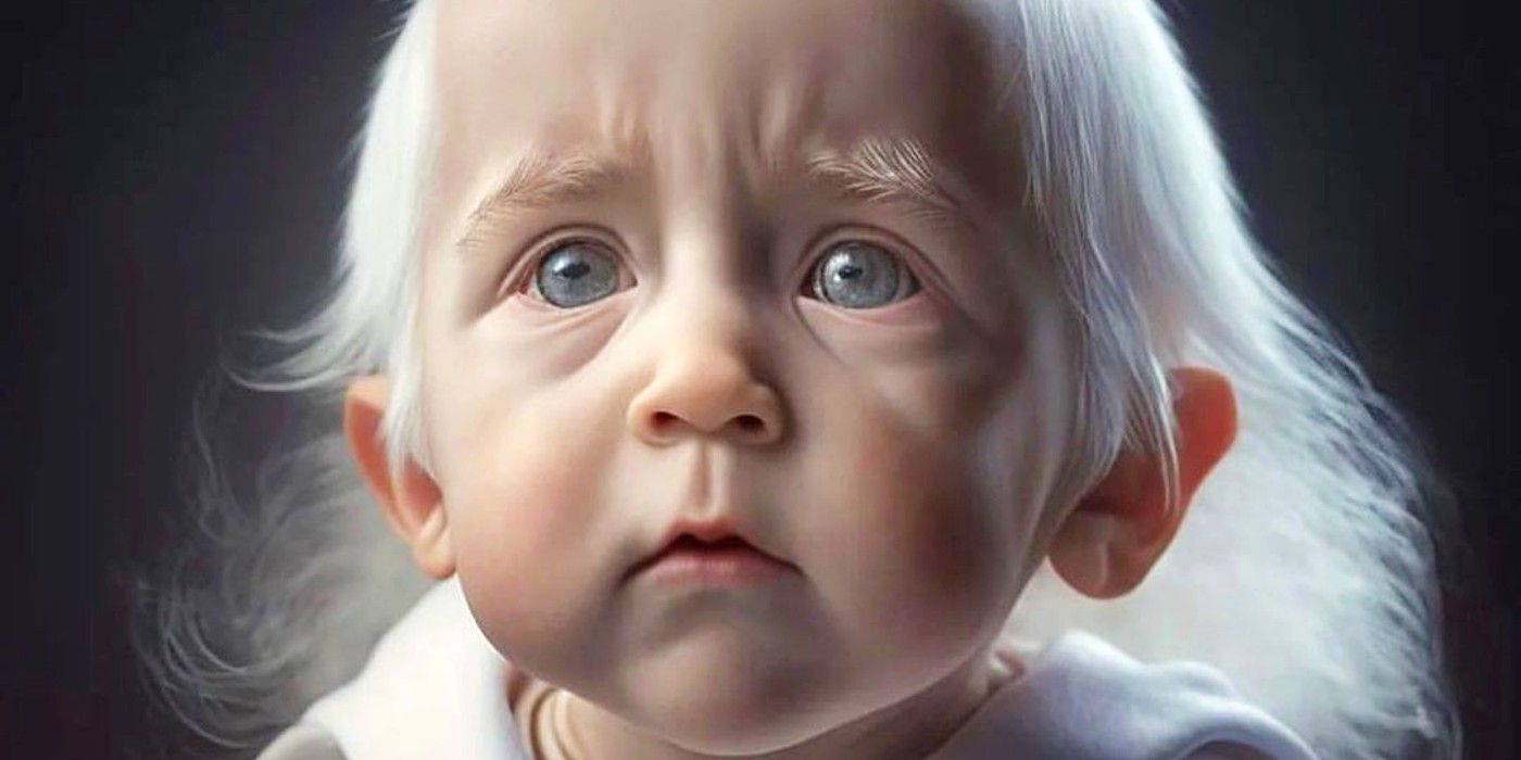 Gandalf as a baby in Lord of the Rings AI art