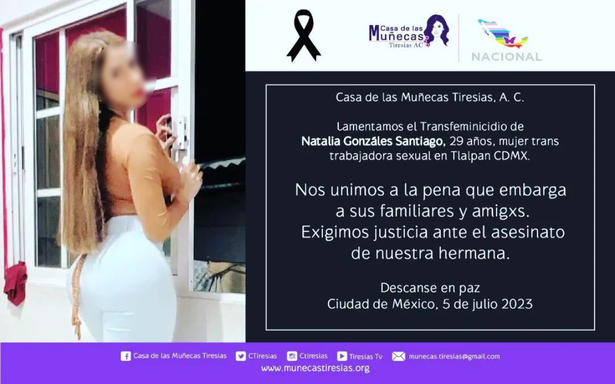 Exigen justicia por asesinato de Natalia, trabajadora sexual trans