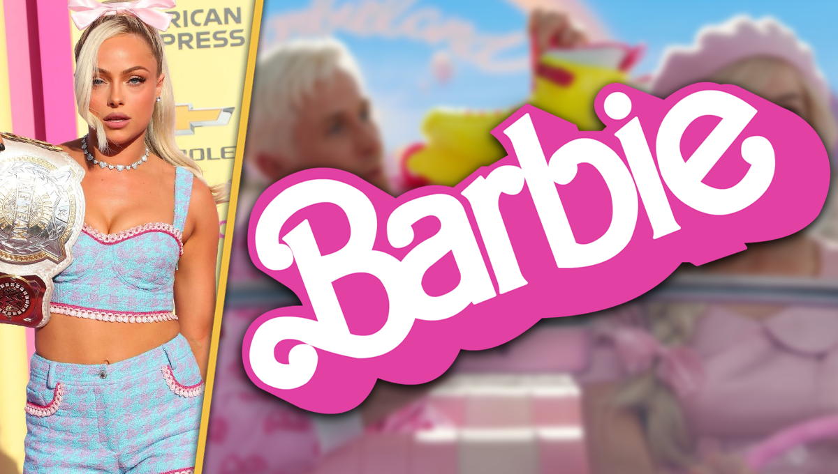 Liv Morgan de WWE posa con Margot Robbie en el estreno de Barbie