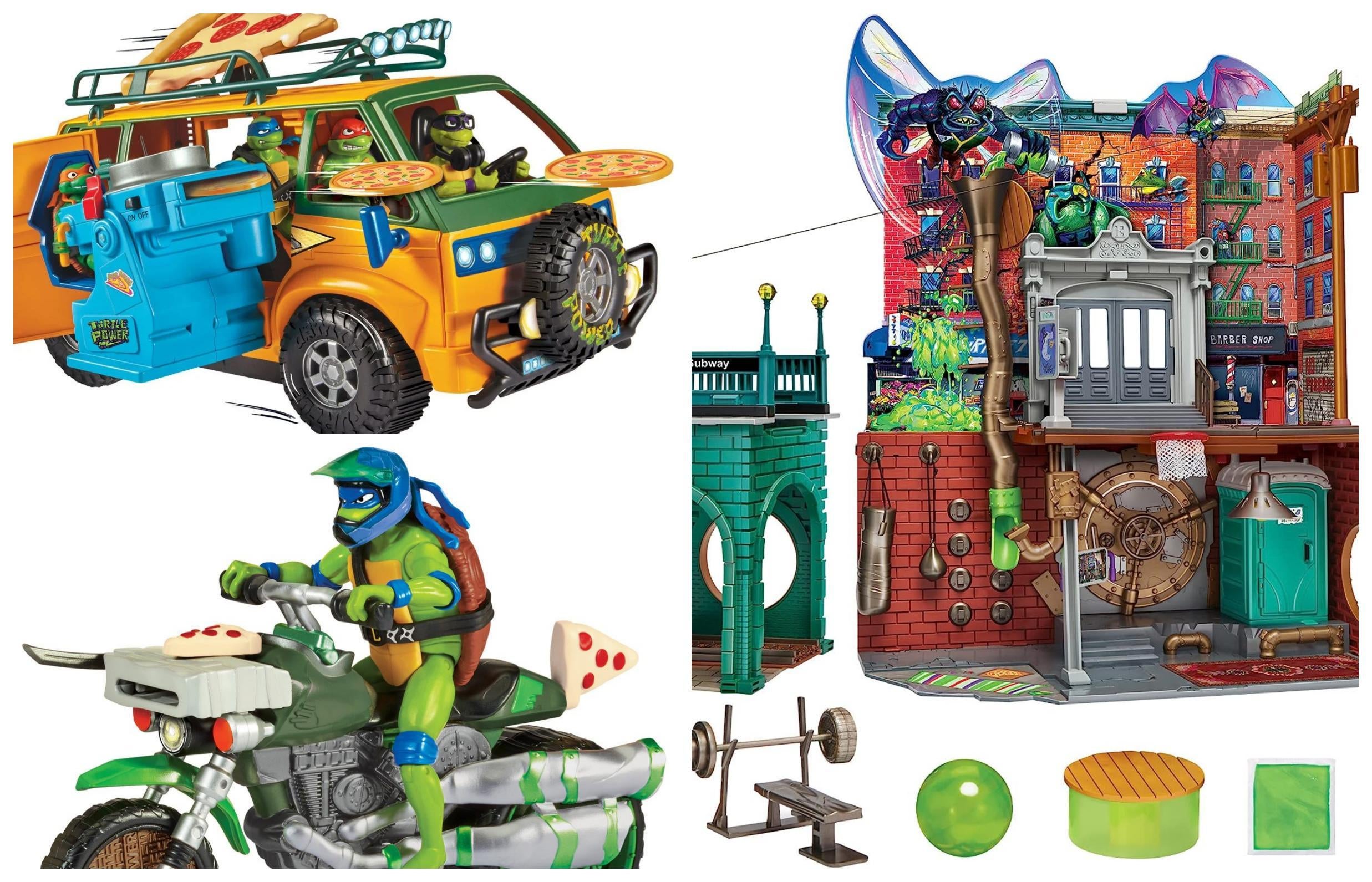  Teenage Mutant Ninja Turtles: Juego de guarida de  alcantarillado mutante Mayhem de Playmates Toys : Juguetes y Juegos