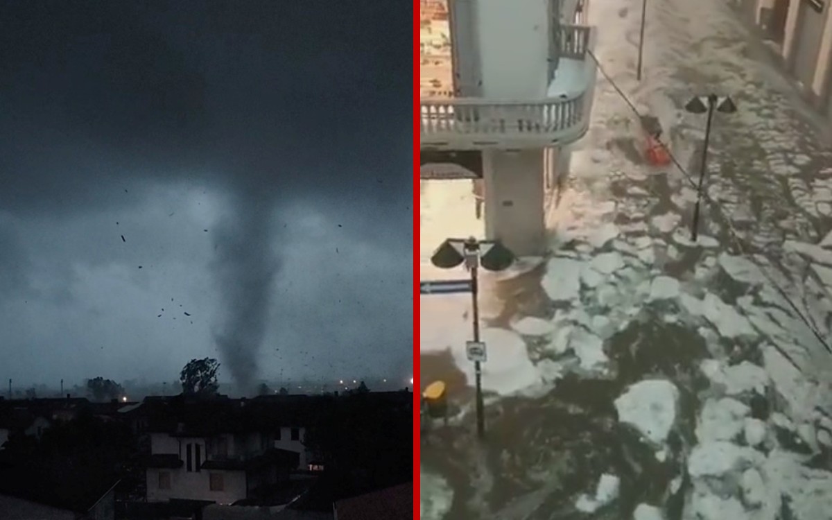 Tornado y río de hielo invaden Milán, Italia | Videos